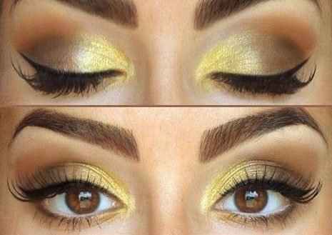 Чёрно золотой макияж глаз