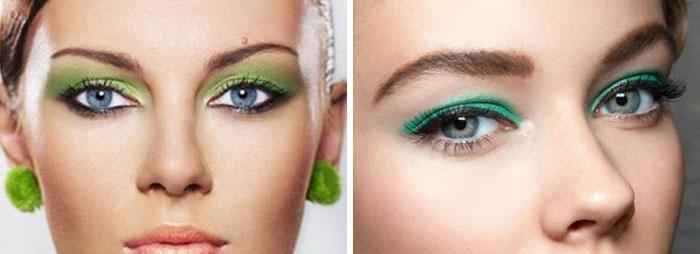 Макияж для зеленых глаз с синими тенями