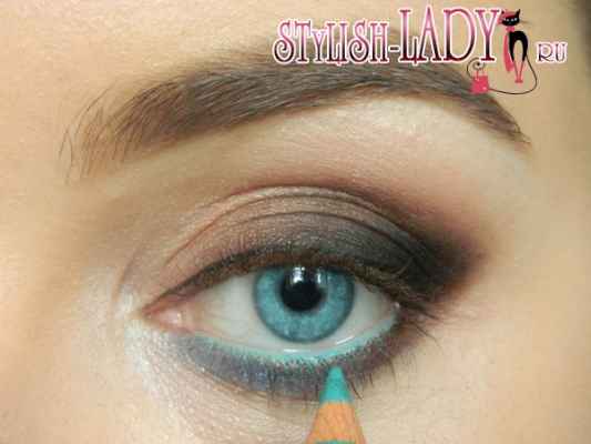 Бирюзовый карандаш для глаз макияж