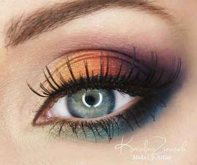 Макияж глаз разноцветными тенями