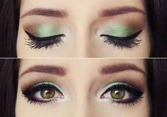 Красивый макияж для каре зеленых глаз пошагово