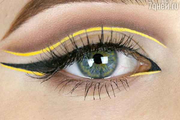 Макияж для зеленых глаз с желтыми тенями