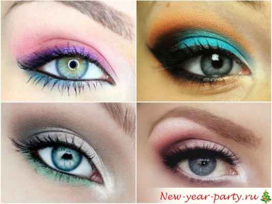 Красивый новогодний макияж для серых глаз