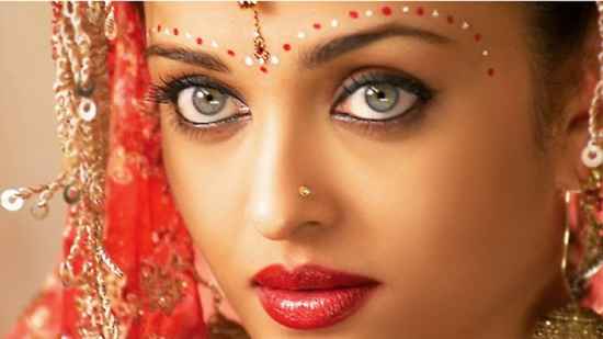 Индийский макияж глаз для голубых глаз