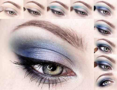 Простой макияж для голубых глаз пошаговое фото